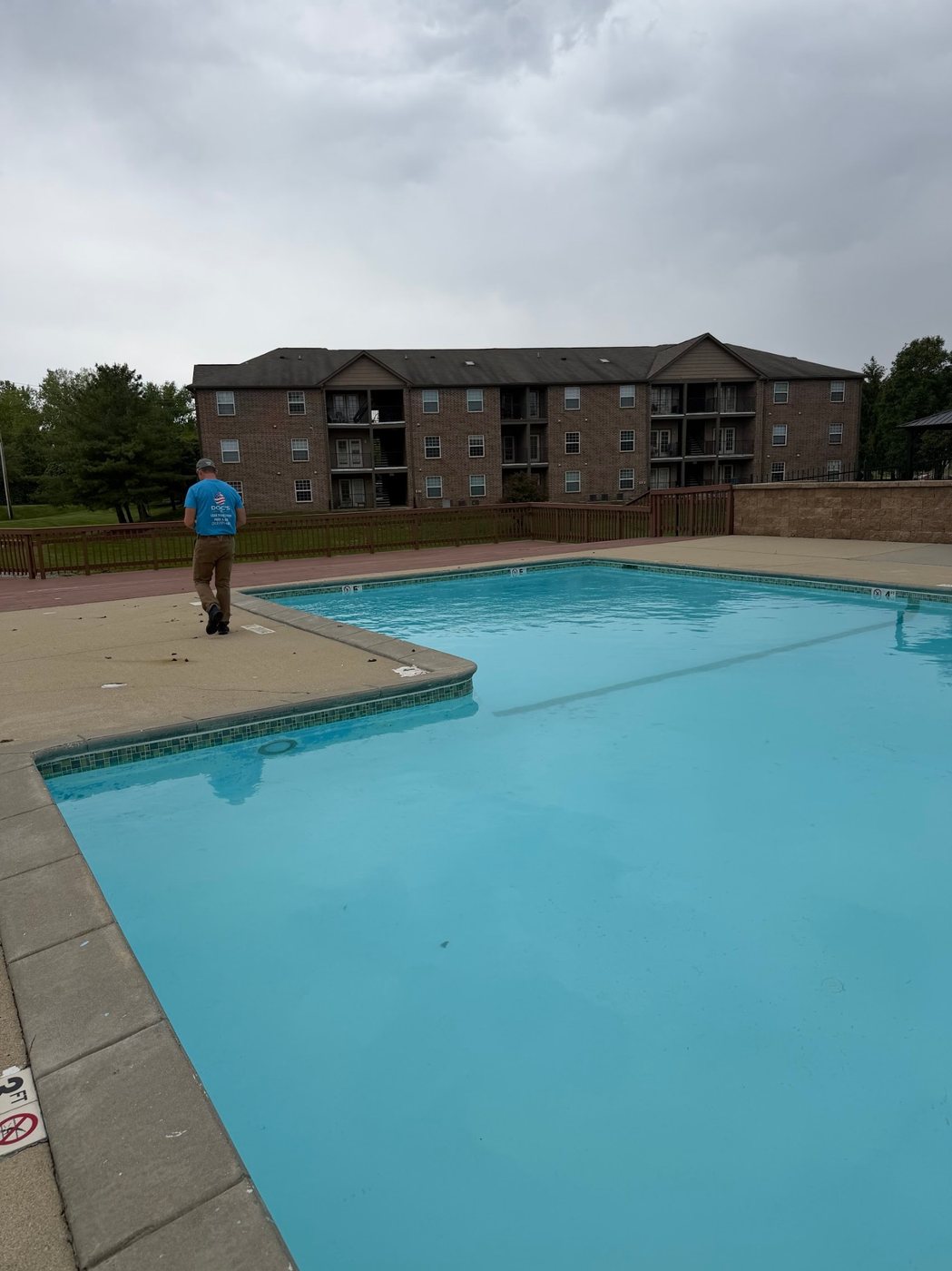 Commercial pool overview during a Doc's Leak Detection leak detection and inspection visit